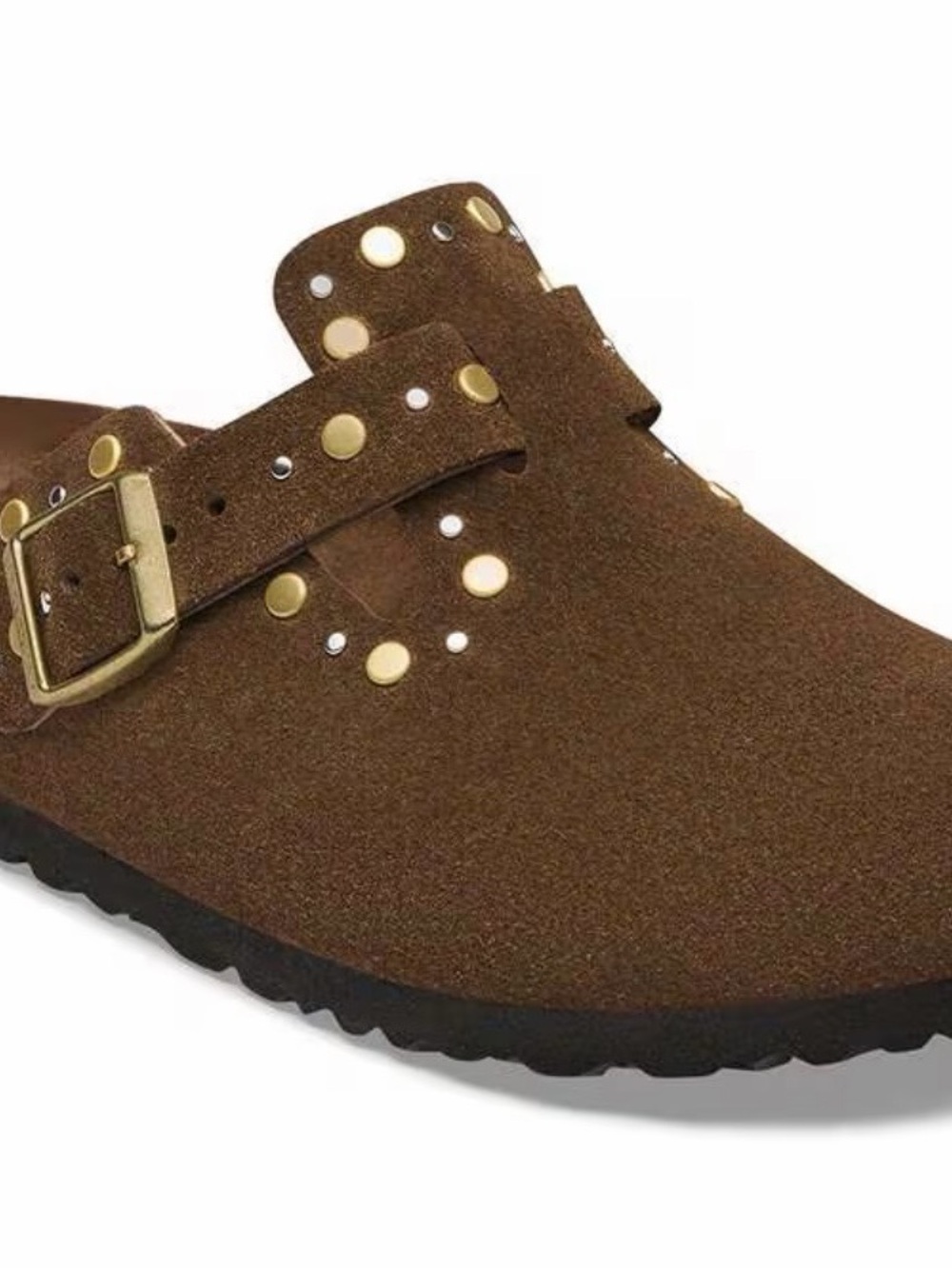 Birkenstock Boston Rivets Brown Suede Leather